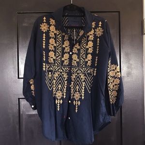 Johnny Was 3J Workshop Embroidered Long Sleeve Top